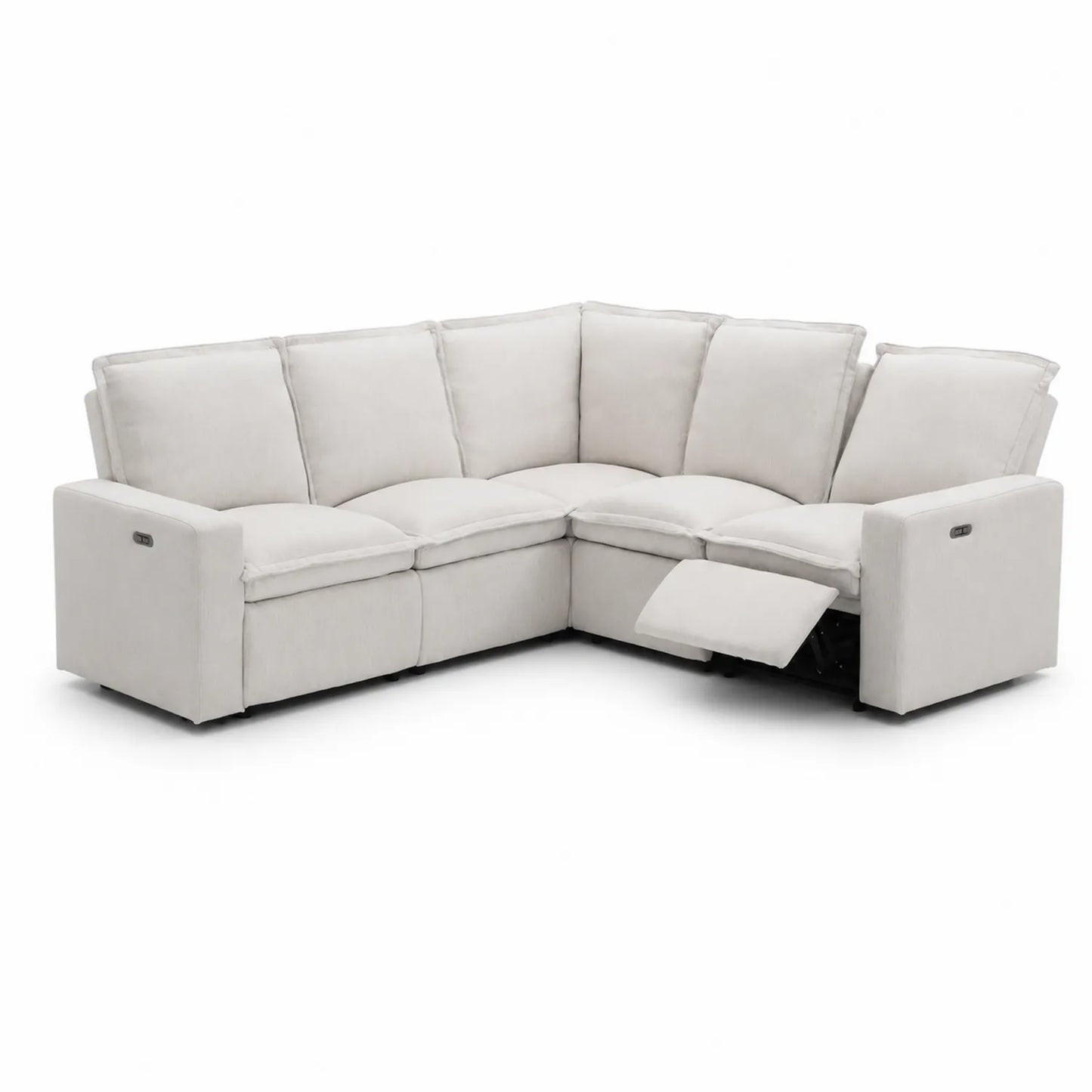 Canapé d'angle modulable en tissu avec repose-pieds inclinable