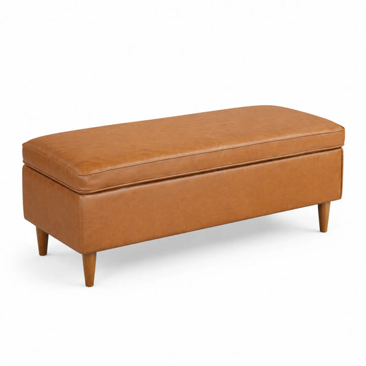Banc en cuir synthétique Camel 120cm x 45cm x 40cm