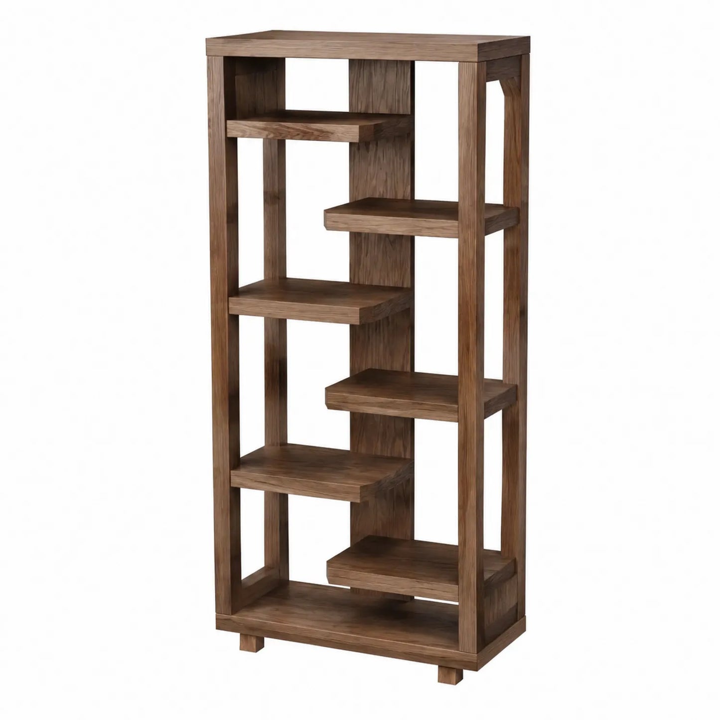 Étagère bibliothèque en bois de chêne massif 6 niveaux