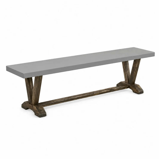 Banc en béton gris avec pieds en bois 180 cm