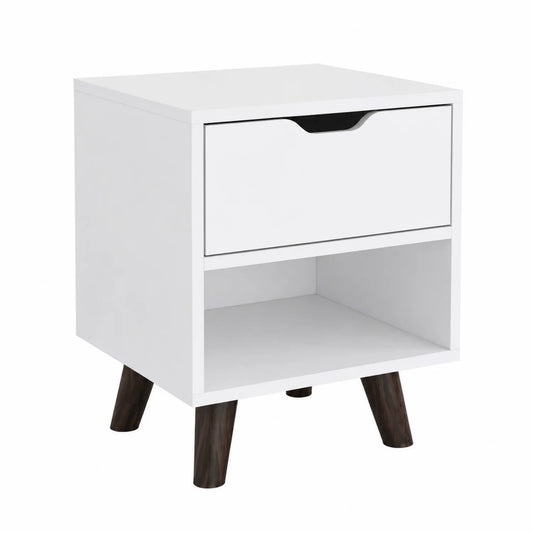 Table de chevet en bois avec tiroir et étagère