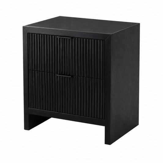 Table de chevet en bois à 2 tiroirs Noir