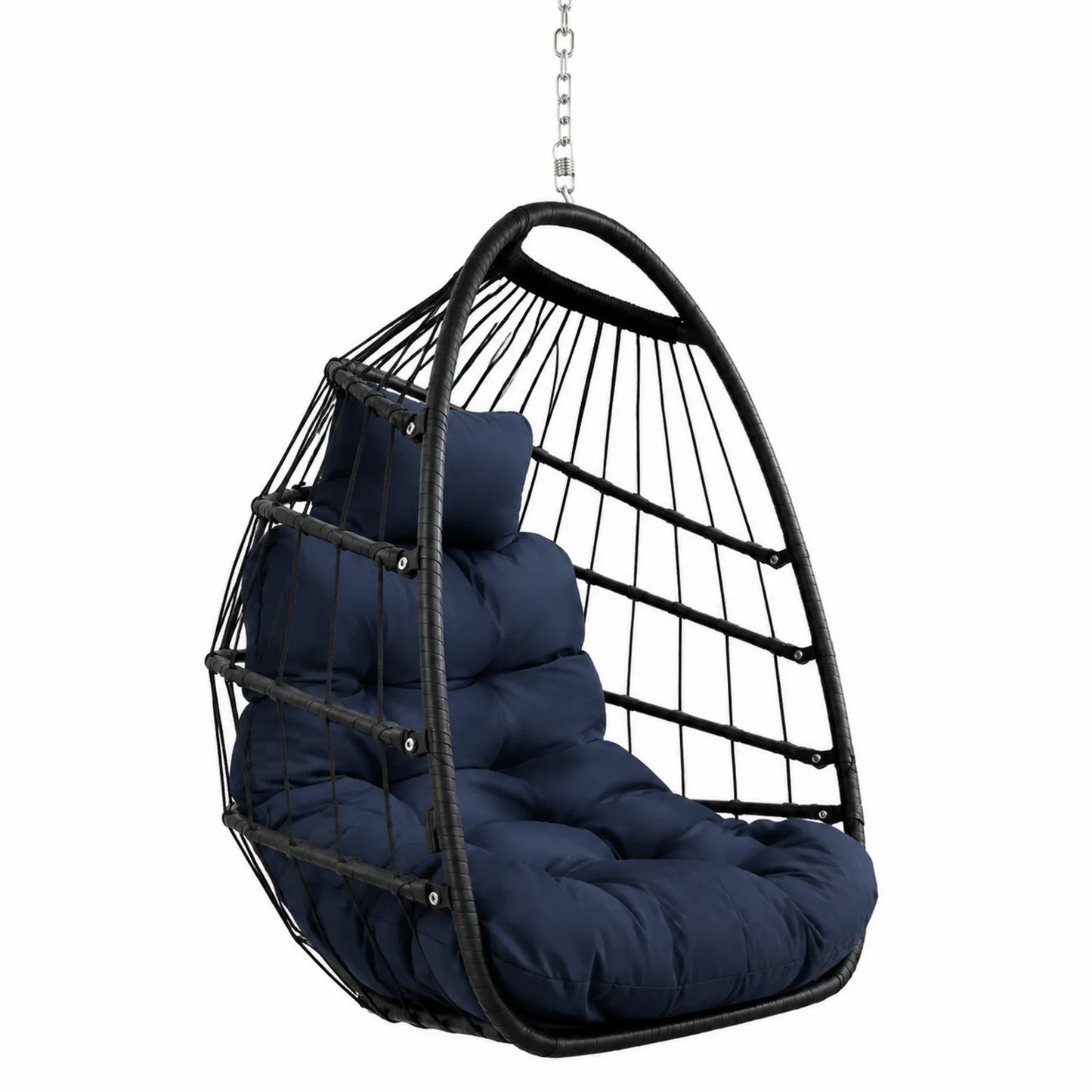 Fauteuil Suspendu en Métal et Coussin en Polyester Bleu
