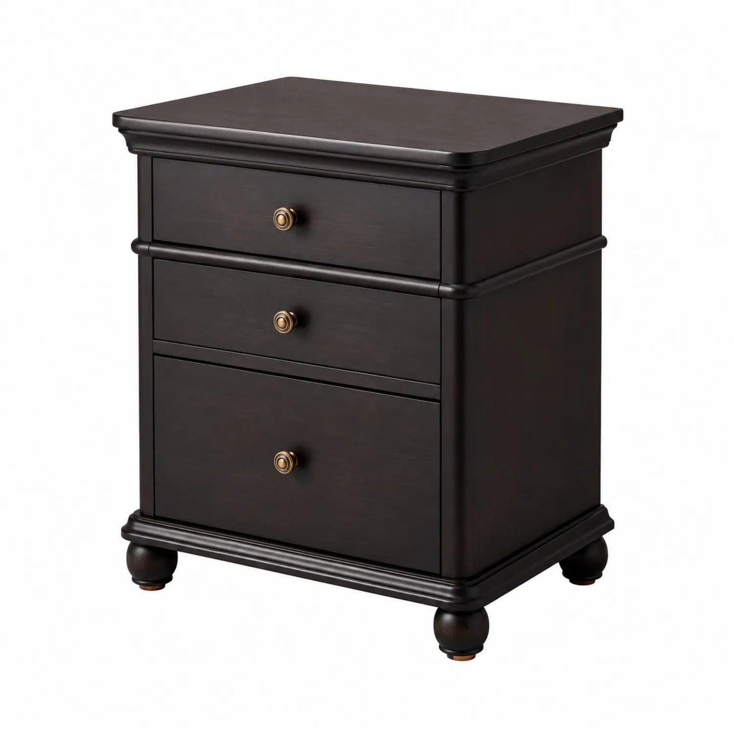 Table de chevet en bois avec 3 tiroirs Marron foncé