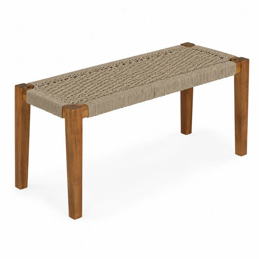 Banc en bois avec assise en corde tressée